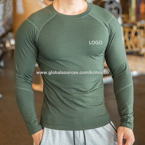 private label long sleeve slim fit gym antibacterial t shirt 丨