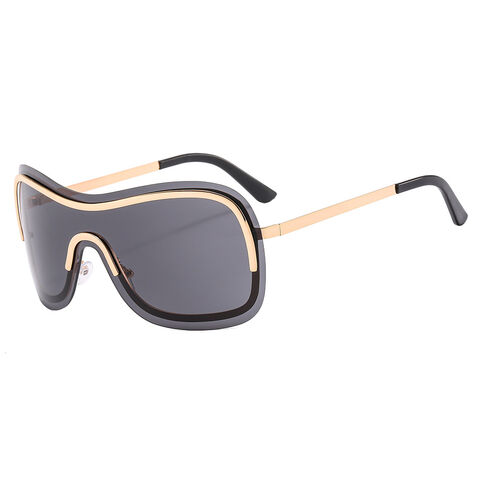 Gafas de sol de aviador de diseñador Y2K 2023 para mujer y hombre, gafas de sol con pantalla plana, futuristas, sin montura, con lentes degradadas