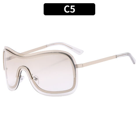 Gafas de sol de aviador de diseñador Y2K 2023 para mujer y hombre, gafas de sol con pantalla plana, futuristas, sin montura, con lentes degradadas