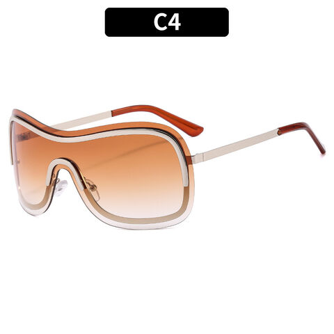 Gafas de sol de aviador de diseñador Y2K 2023 para mujer y hombre, gafas de sol con pantalla plana, futuristas, sin montura, con lentes degradadas