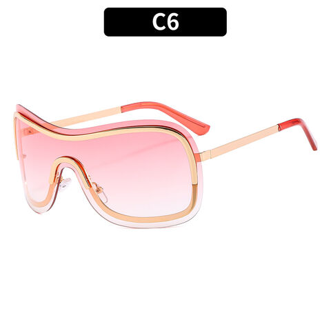 Gafas de sol de aviador de diseñador Y2K 2023 para mujer y hombre, gafas de sol con pantalla plana, futuristas, sin montura, con lentes degradadas