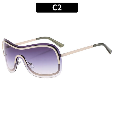 Gafas de sol de aviador de diseñador Y2K 2023 para mujer y hombre, gafas de sol con pantalla plana, futuristas, sin montura, con lentes degradadas