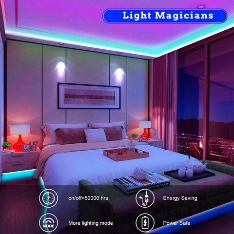  Tenmiro Luces LED para dormitorio, sincronización de música,  cambio de color, tira de luces LED con control remoto y aplicación, tira LED  5050 RGB, luces LED para decoración de habitación, hogar
