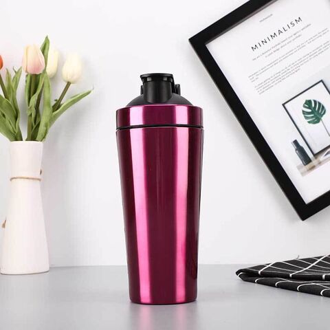1pc Plastic Shaker Bottle, Modern Solid Color Pink Water Bottle For Home,  Office And Out Door