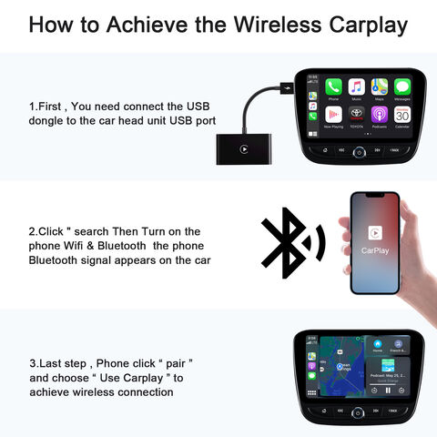 Adaptateur Carplay sans fil pour Iphone Adaptateur de voiture automatique  sans fil, Apple Dongle Carplay sans fil, plug Play 5ghz Wifi Mise à jour en  ligne