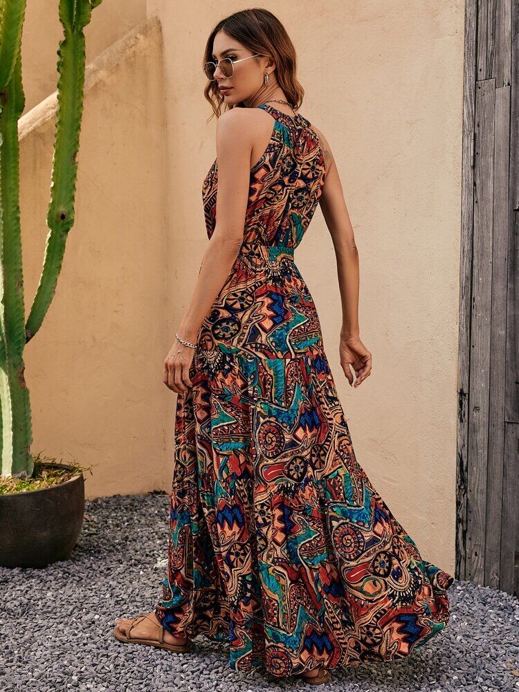 Wholesale Women's Print Holiday Long Dress Expore China Wholesale