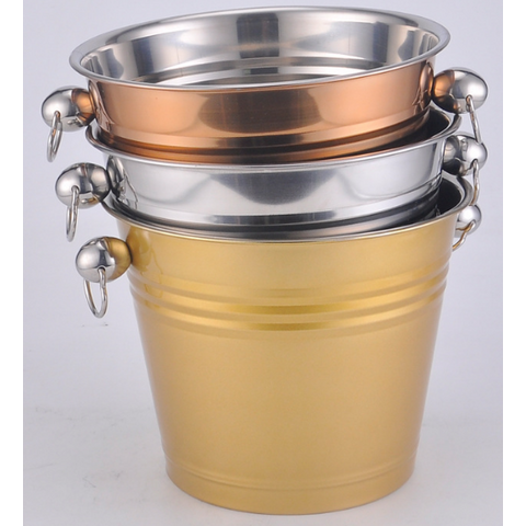 Cubo de Hielo Redondo de Acero Inoxidable para Cerveza con Logotipo Personalizado - Ideal para Bares y Restaurantes