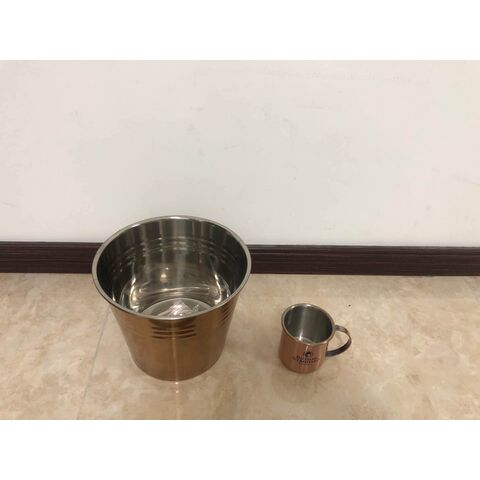 Cubo de Hielo Redondo de Acero Inoxidable para Cerveza con Logotipo Personalizado - Ideal para Bares y Restaurantes