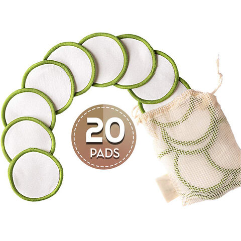 20 tampons en coton réutilisables avec trousse de toilette lavable - Tampons