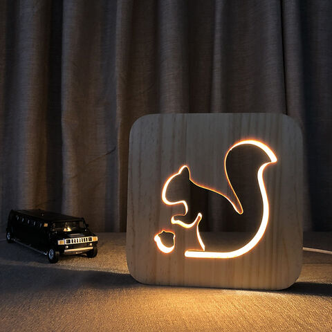 Lámpara de noche creativa LED tallada en sólido, lámparas de escritorio LED, luces nocturnas USB, lámpara de mesa