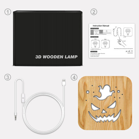 Lámpara de noche creativa LED tallada en sólido, lámparas de escritorio LED, luces nocturnas USB, lámpara de mesa