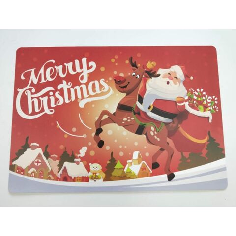 Manteles Individuales Navideños para Mesa de Comedor, Posavasos, Individuales de Lino con Diseño de Papá Noel
