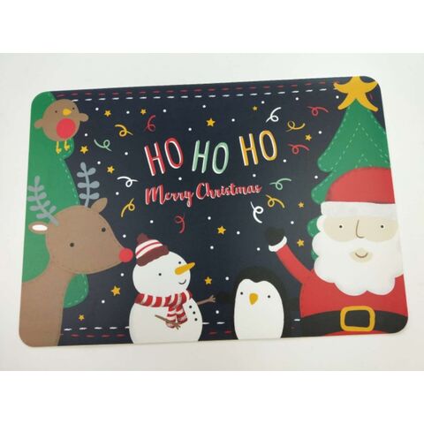 Manteles Individuales Navideños para Mesa de Comedor, Posavasos, Individuales de Lino con Diseño de Papá Noel