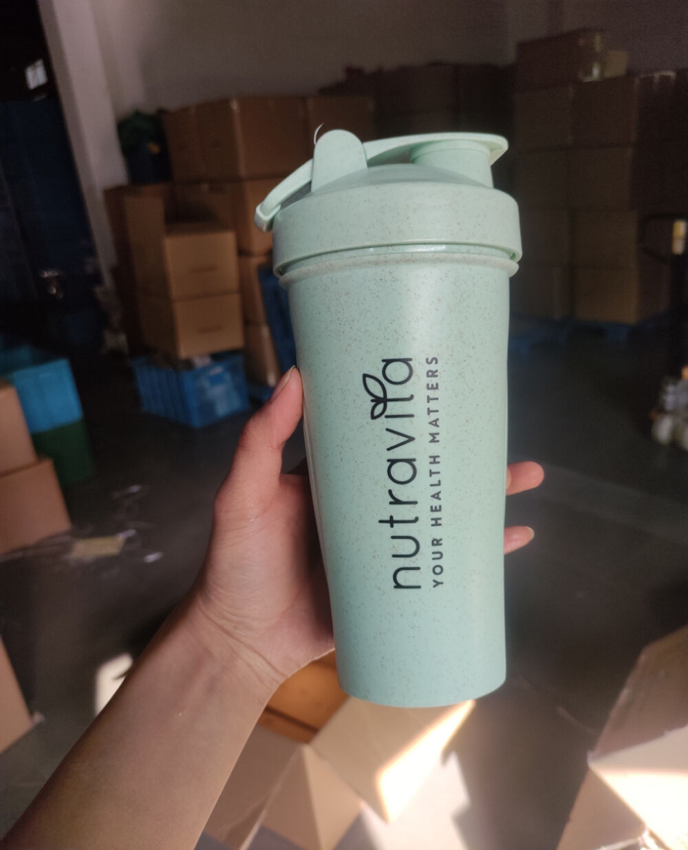 China Custom logo blank eco wheat straw plastic gym protein shaker bottle  shaker cup Manufacturer and Supplier