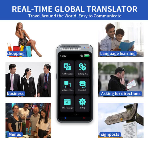 Dispositivo tradutor de idiomas tradutor de voz inteligente instantâneo,  dispositivos de tradutor portátil de 109 idiomas suporta  Wi-Fi/offline/imagens, tradução bidirecional em tempo