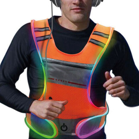 Gilet réfléchissant LED avec 2 bandes réfléchissantes, 3 Modes d