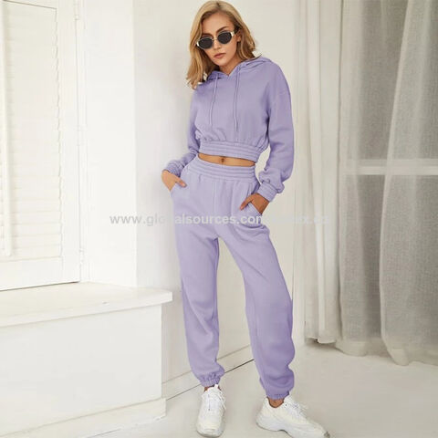 Women Tracksuit Two Pieces Crop Top Track Suit Fashion Streetwear