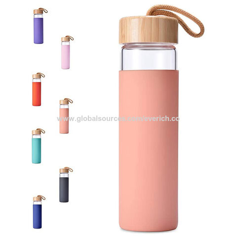 Water Bottles with Stainless Steel Lids and Sleeves Glass Bottle