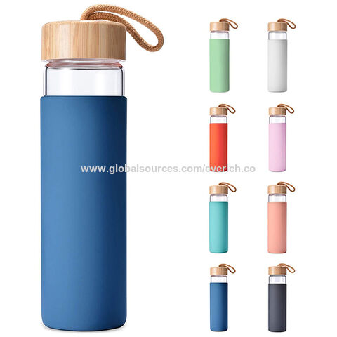 Glass and Bamboo Water Bottle with Straw