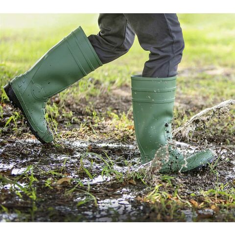 Men’s Rain Boots Waterproof PVC Rubber Fishing Hunting Work Mud Dirt  W/Steel Toe