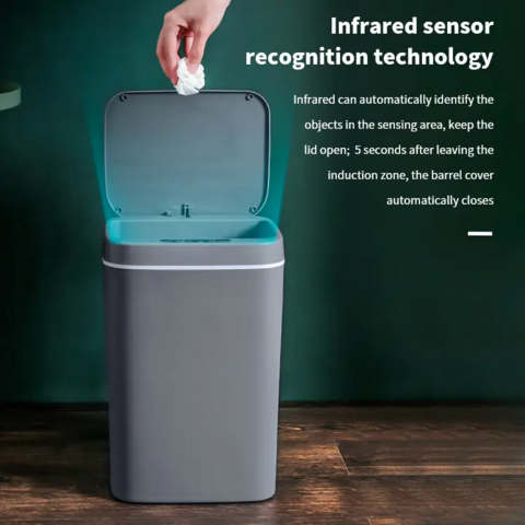 Cubo de basura electrónico Automático Bote de basura impermeable Baño  Cocina Papelera Basura inteligente Blanco