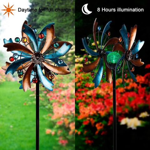 Décoration Jardin Spinner Montgolfière - Moulin à Vent Rotatif, Tissu + PVC, 110cm, Pour Extérieur