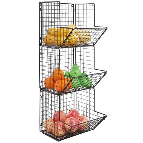 2 Pcs Stackable Fruit Baskets, Hanging Fruit Vegetable Basket