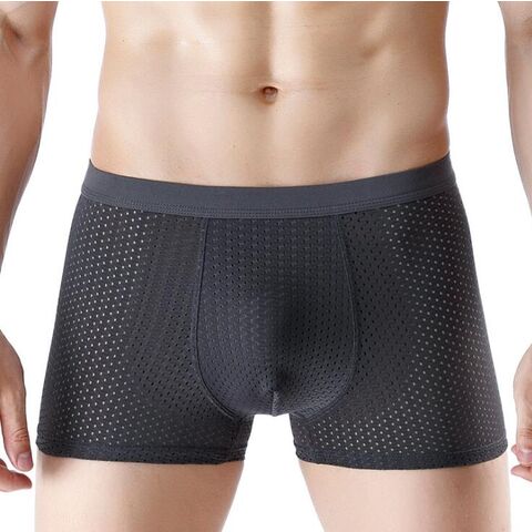 Men's Breathable Mesh Boxer Briefs Underwear in Transparent Ice