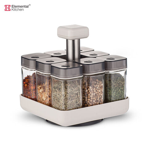 6Pcs Multifunction Set Spices Rack Rotating Tanks Cruet Storage