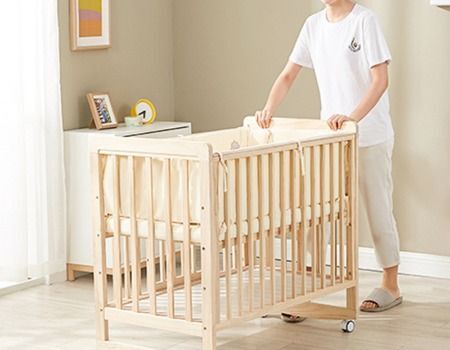 Child bed extension wooden baby crib, adjustable baby bed, convertible baby cot supplier