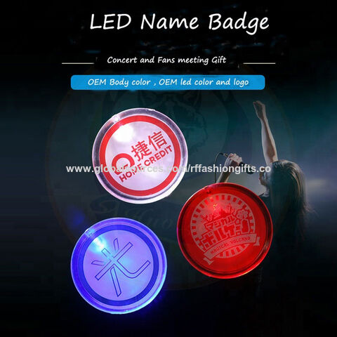 Insignia LED Intermitente para Ropa, Insignia Redonda Personalizada de Plástico con LED Intermitente