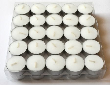 Tea lights candles bulk pack white unscented 4 hours long bourning 50