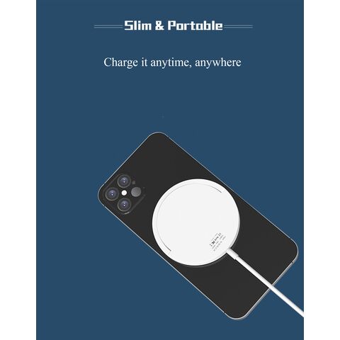 Cargador Inalámbrico Magnético Magsafe Portátil Rápido Qi 15W con Soporte de Anillo para iPhone 12