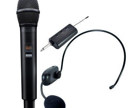 Microphone sans Fil Karaoké Micro sans Fil Professionnel Aluminium Alimenté  par 2 AA Piles Exclu 2 Micro HF à Main Portable