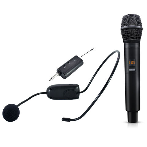 Wireless Microphone with Bluetooth, Professional UHF Dual Handheld Dynamic  Metal Mic System Set with Rechargeable Receiver, 160 ft Range, 1/4''Output