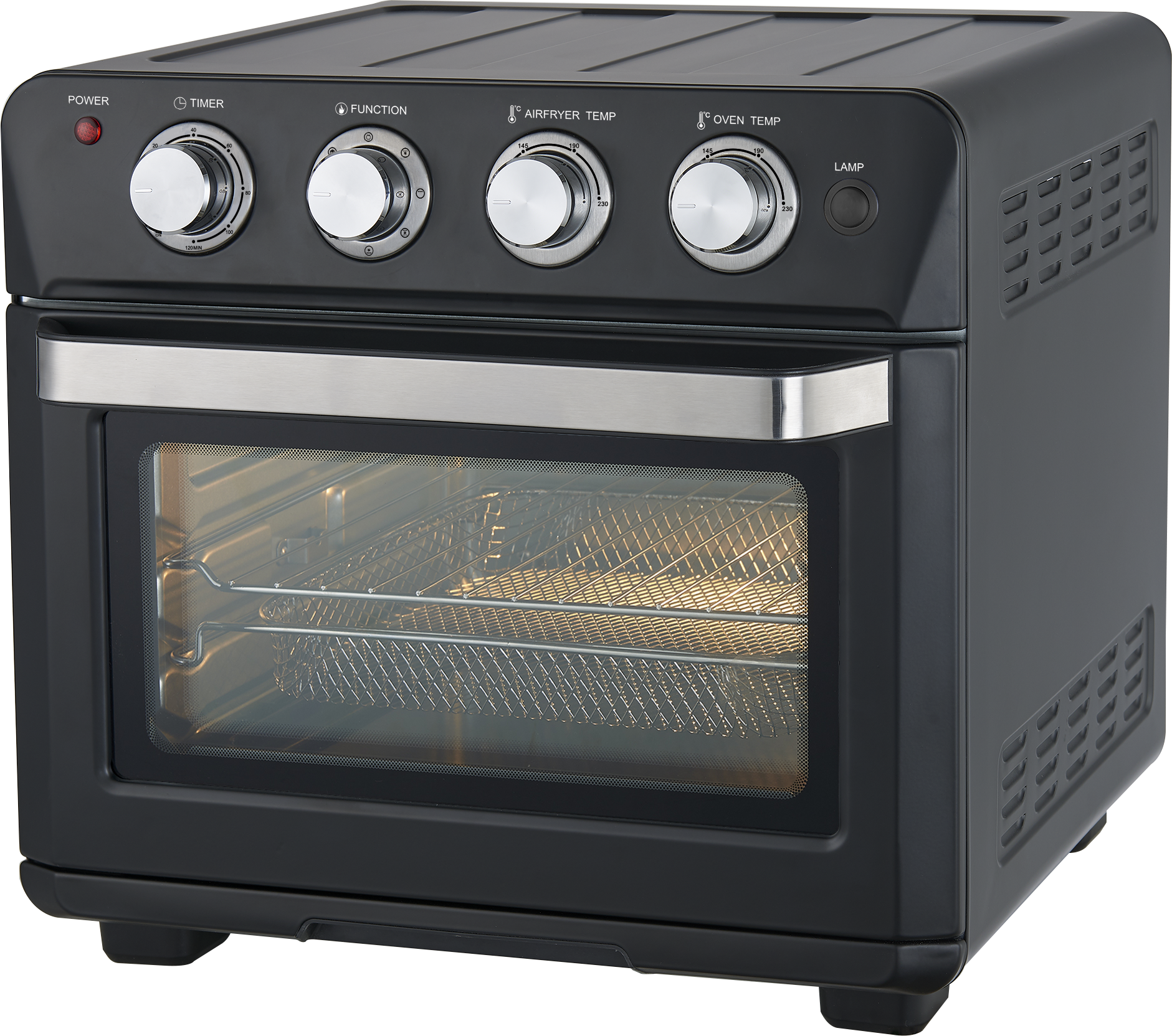 Mini horno de cocina, horno tostador de encimera de convección negro, mini  horno negro, horno multifunción, temporizador de 60 minutos, horno tostador