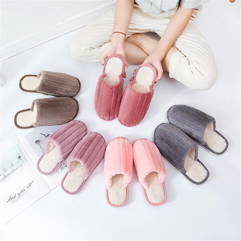 Wholesale House Shoes Cute Cartoon Bowknot Soft Plush Warm Thick Bottom  Couple Style Slippers - China Slippers and Indoor Slipper price