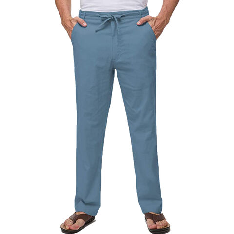 Dropship Men's Linen Pants Elastic Waist Drawstring Trousers to Sell Online  at a Lower Price