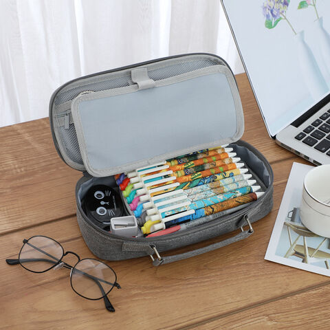 Sac de rangement multicouche de grande capacité pour stylo, trousse à  crayons à carreaux simple, sac