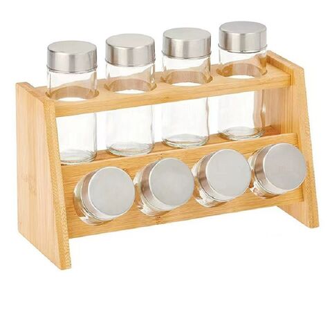 Buy Wholesale China Kitchen Spice Rack Glass Spice Box Storage Container  Condiment Jar Gold Color Spice Rack Set & Kitchen Condiment Container Sets  at USD 6.9