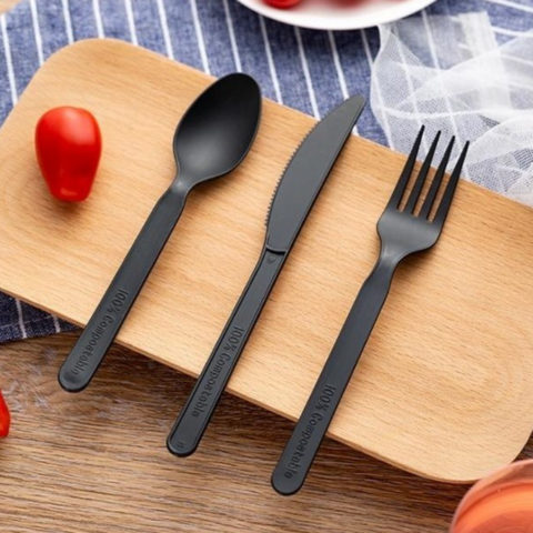  100% Compostable Forks Spoons Knives Cutlery Combo