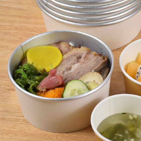 12oz 400ml Single Pe Coating Kraft Paper Salad Bowl With Lid , Eco Friendly