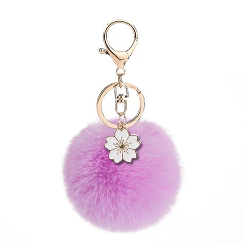 Black Puff Ball Keychain With Alien Charm