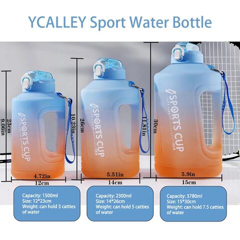 Botella de agua deportiva de 2 litros con pajita para hombres y mujeres,  botellas de agua