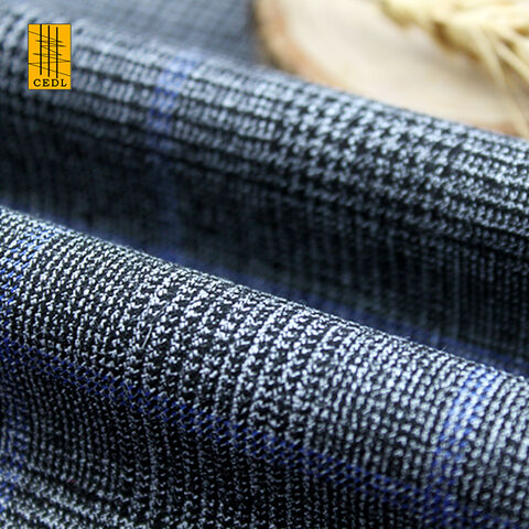 Tissu extensible en rayonne de polyester teint en fil de haute qualité populaire pour costumes, tissu mélangé de polyester