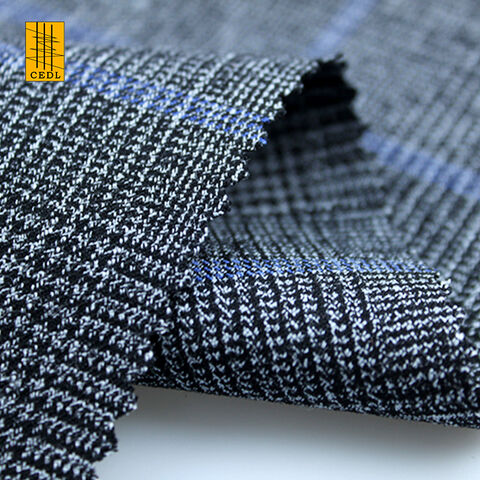 Tissu extensible en rayonne de polyester teint en fil de haute qualité populaire pour costumes, tissu mélangé de polyester