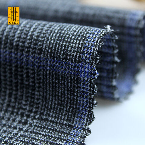 Tissu extensible en rayonne de polyester teint en fil de haute qualité populaire pour costumes, tissu mélangé de polyester