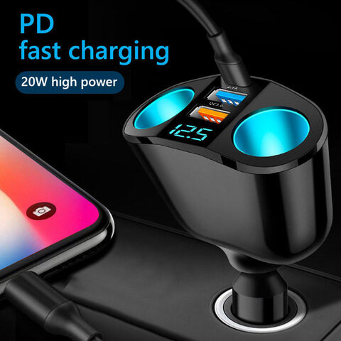 شاحن سيارة USB بالجملة 66 واط متعدد USB محول ولاعة السجائر مقسم مقبس مع 2 شواحن سيارة USB PD