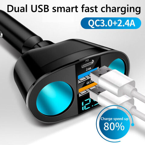 شاحن سيارة USB بالجملة 66 واط متعدد USB محول ولاعة السجائر مقسم مقبس مع 2 شواحن سيارة USB PD
