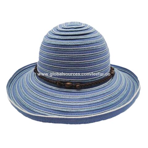 Sun Hat Beach Hat Women Fishermans Hat Spring Summer Sun Hat Wide Brim  Bucket Hat Cover Face Edge Straw Hat (Color : Blue, Size : One Size) :  : Clothing, Shoes & Accessories